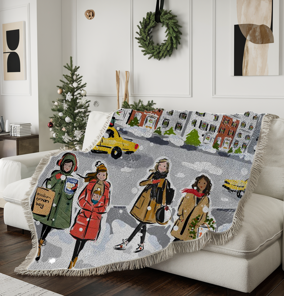 NYC City Girls Holiday Woven Blanket