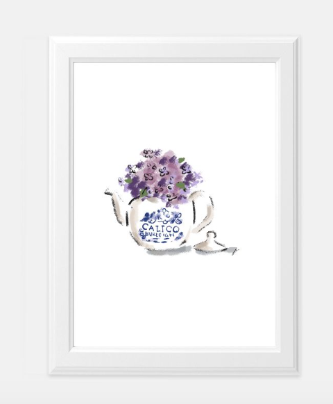 Calico China & Lilacs Art Prints