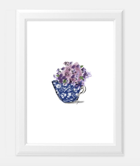 Calico China & Lilacs Art Prints