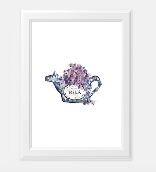 Calico China & Lilacs Art Prints