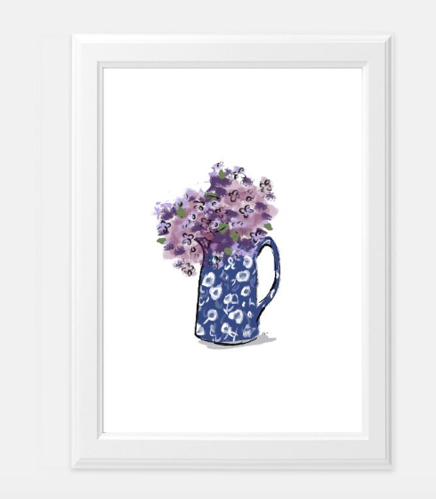 Calico China & Lilacs Art Prints