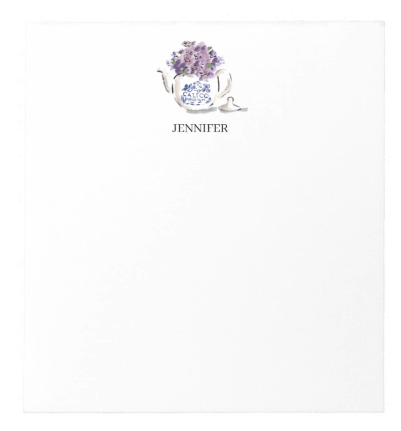 Personalized Calico & Lilacs Notepad
