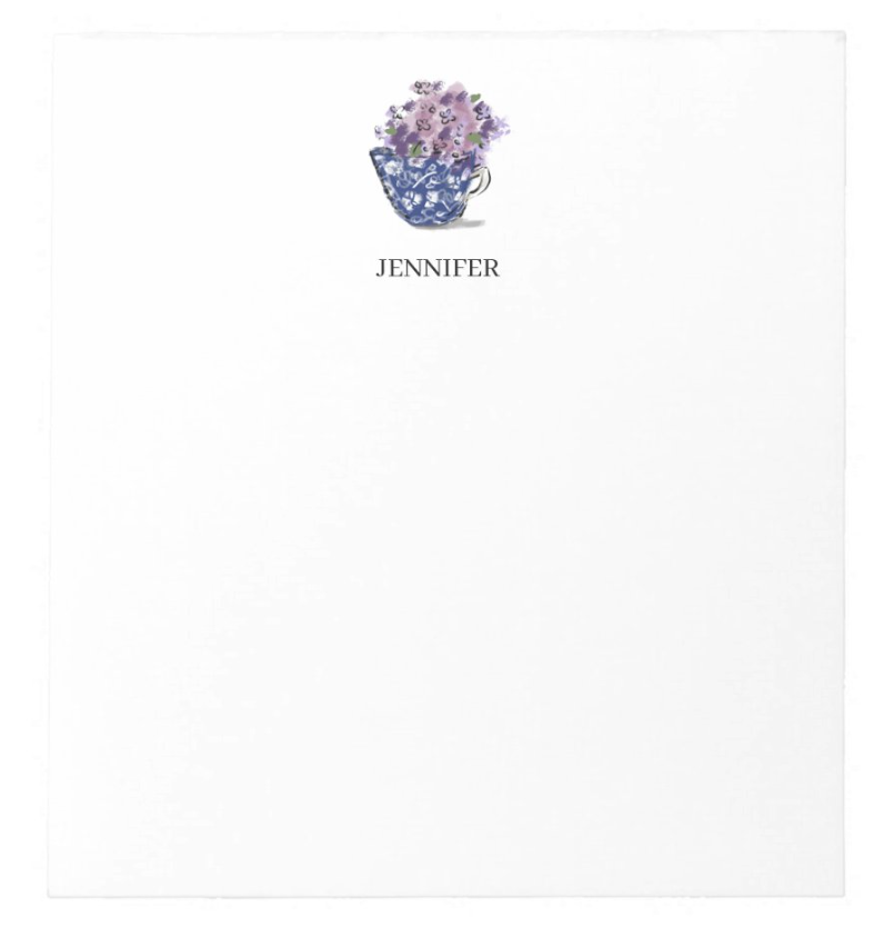 Personalized Calico & Lilacs Notepad