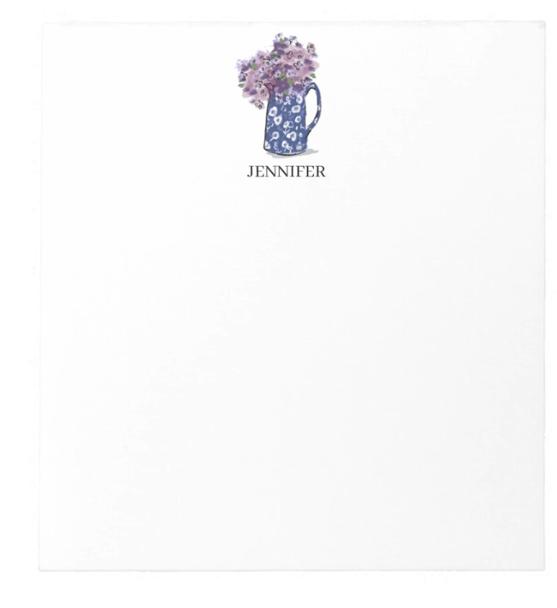 Personalized Calico & Lilacs Notepad
