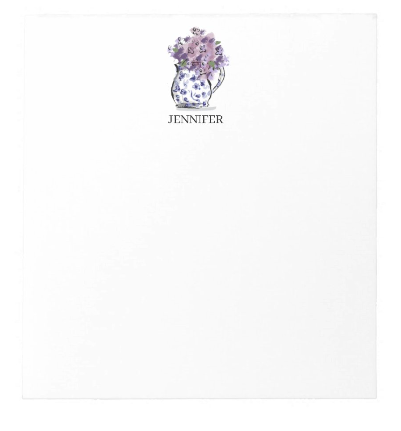 Personalized Calico & Lilacs Notepad