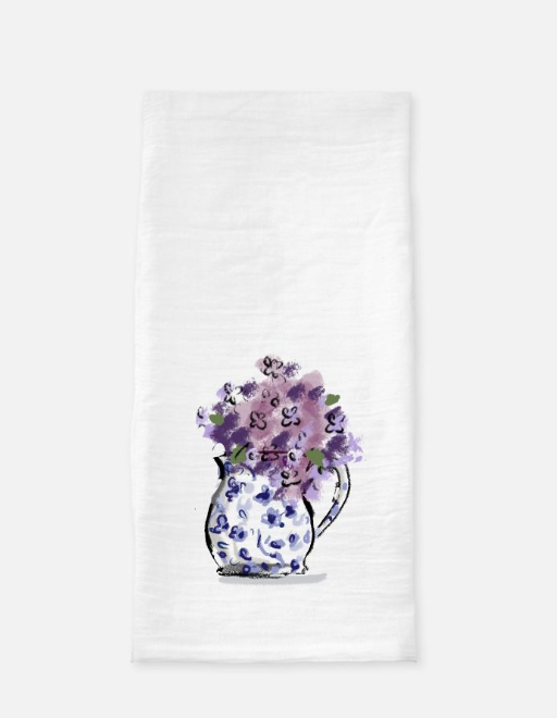 Calico China and Lilacs Tea Towel