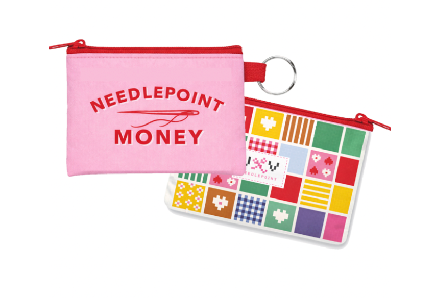 Needlepoint Money Coin Purse Keychain