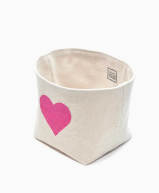 Block Printed Heart Canvas Catch All
