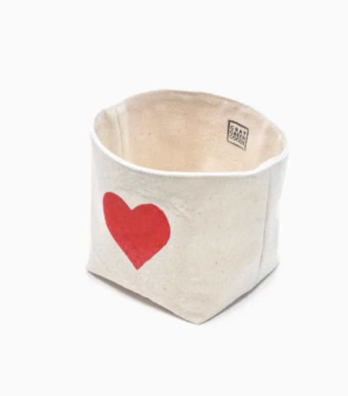 Block Printed Heart Canvas Catch All