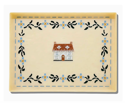 Hand-Painted Cottage Inlay Heirloom Tray