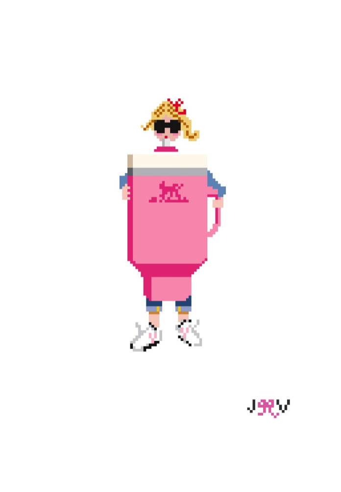 JV17O - Water Bottle Girl  Needlepoint Canvas