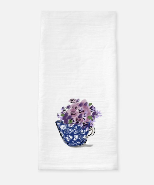 Calico China and Lilacs Tea Towel