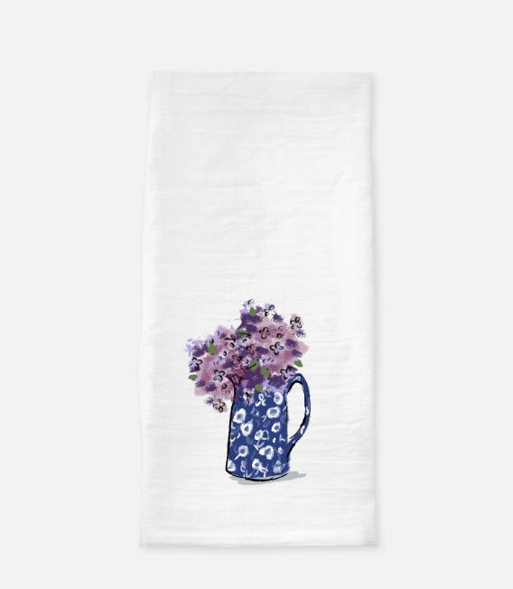 Calico China and Lilacs Tea Towel
