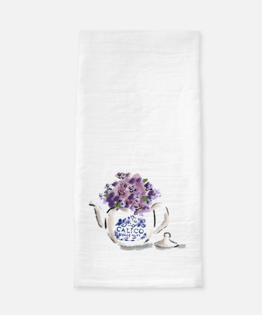 Calico China and Lilacs Tea Towel