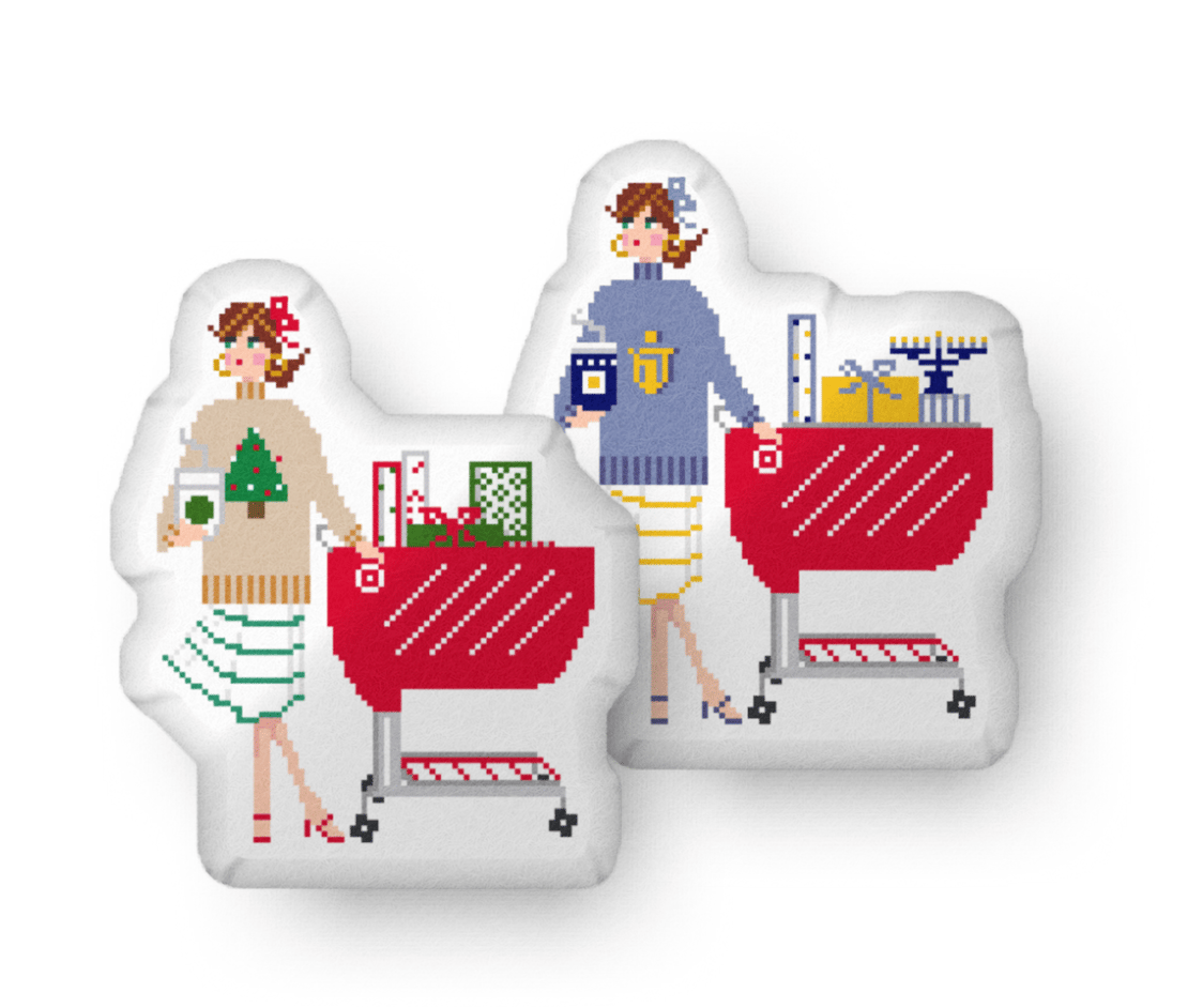 Hanukkah & Christmas Shopping Cart Pillow