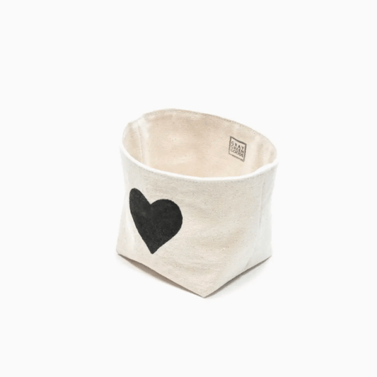 Block Printed Heart Canvas Catch All