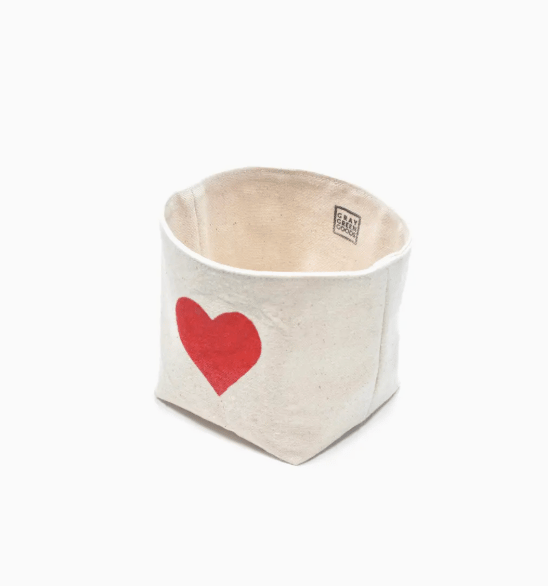 Block Printed Heart Canvas Catch All