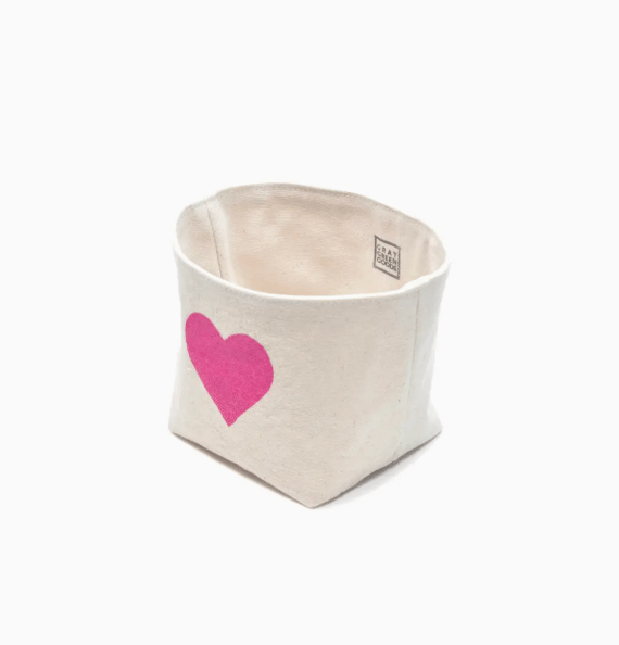 Block Printed Heart Canvas Catch All