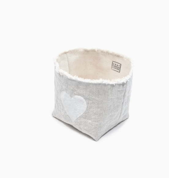 Block Printed Heart Canvas Catch All