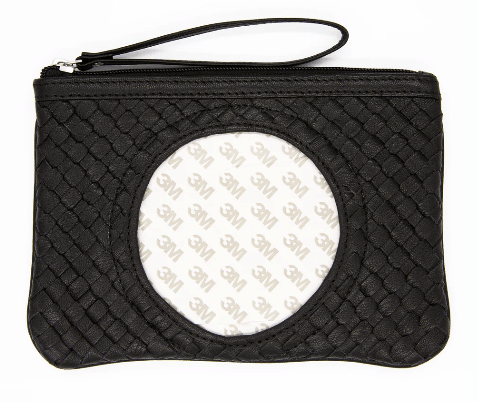 Leather Woven Canvas Wristlet/Clutch