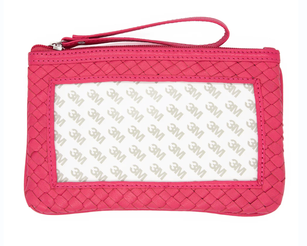 Leather Woven Canvas Wristlet/Clutch