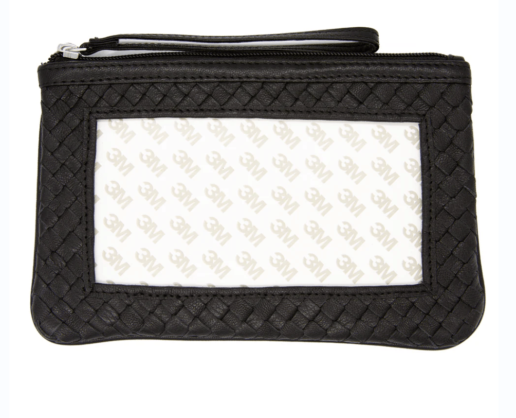 Leather Woven Canvas Wristlet/Clutch