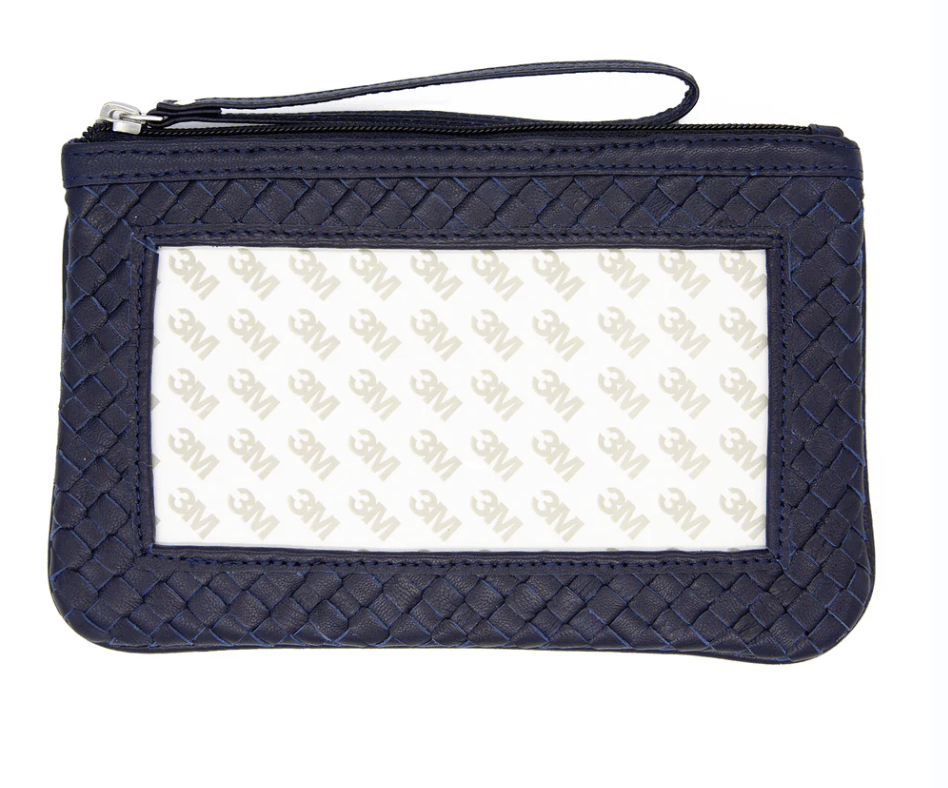 Leather Woven Canvas Wristlet/Clutch