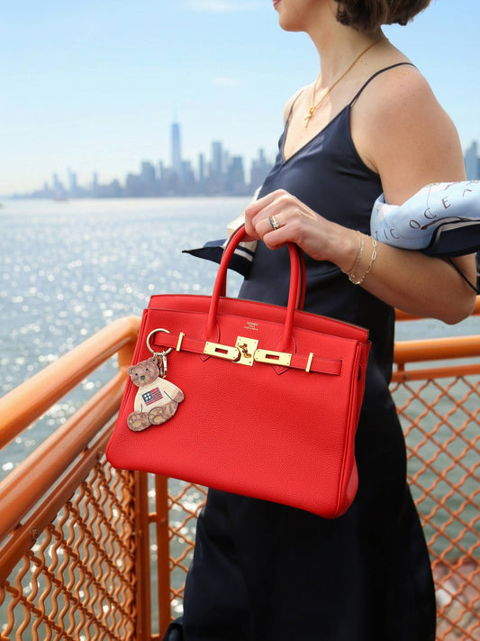 Incorrect Hand-painted Americana Teddy Bear Bag Charm