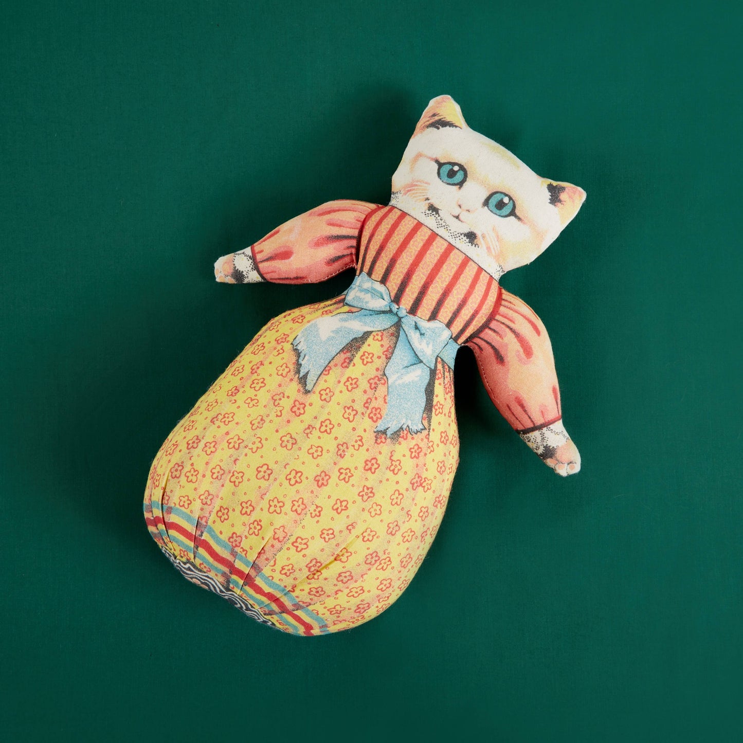 Mrs. Kitty Pillow 12.5"x9" Cotton Vintage Toy Style