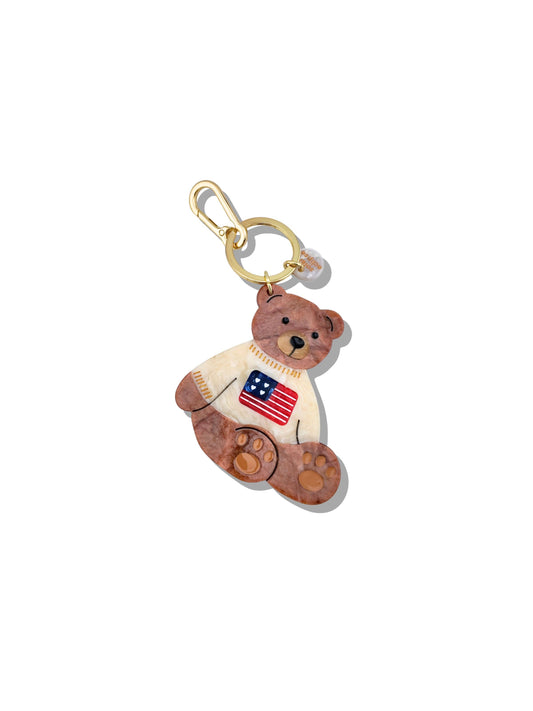 Incorrect Hand-painted Americana Teddy Bear Bag Charm
