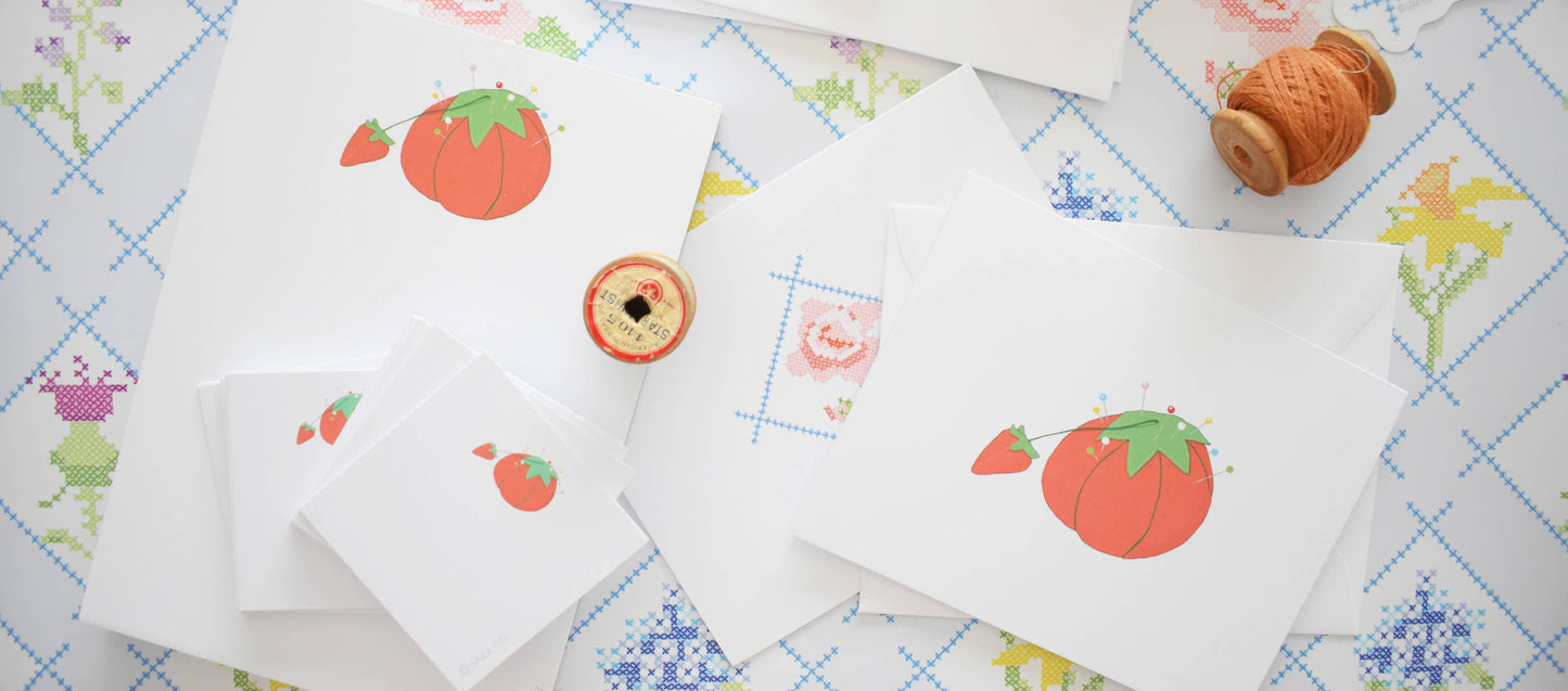 Tomato Pincushion Notelets