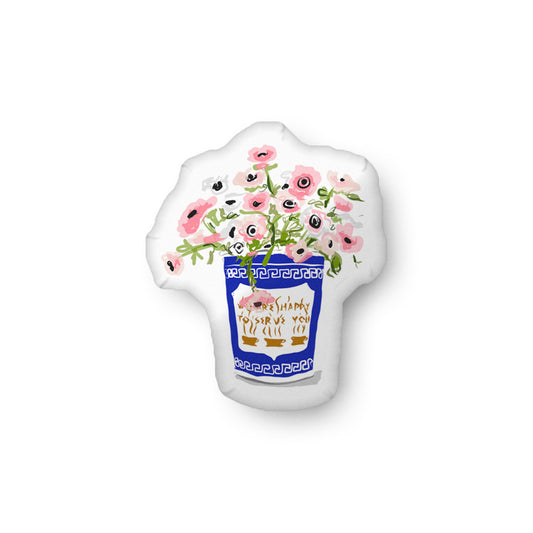 NYC Anthora Coffee Cup & Flowers Pillow
