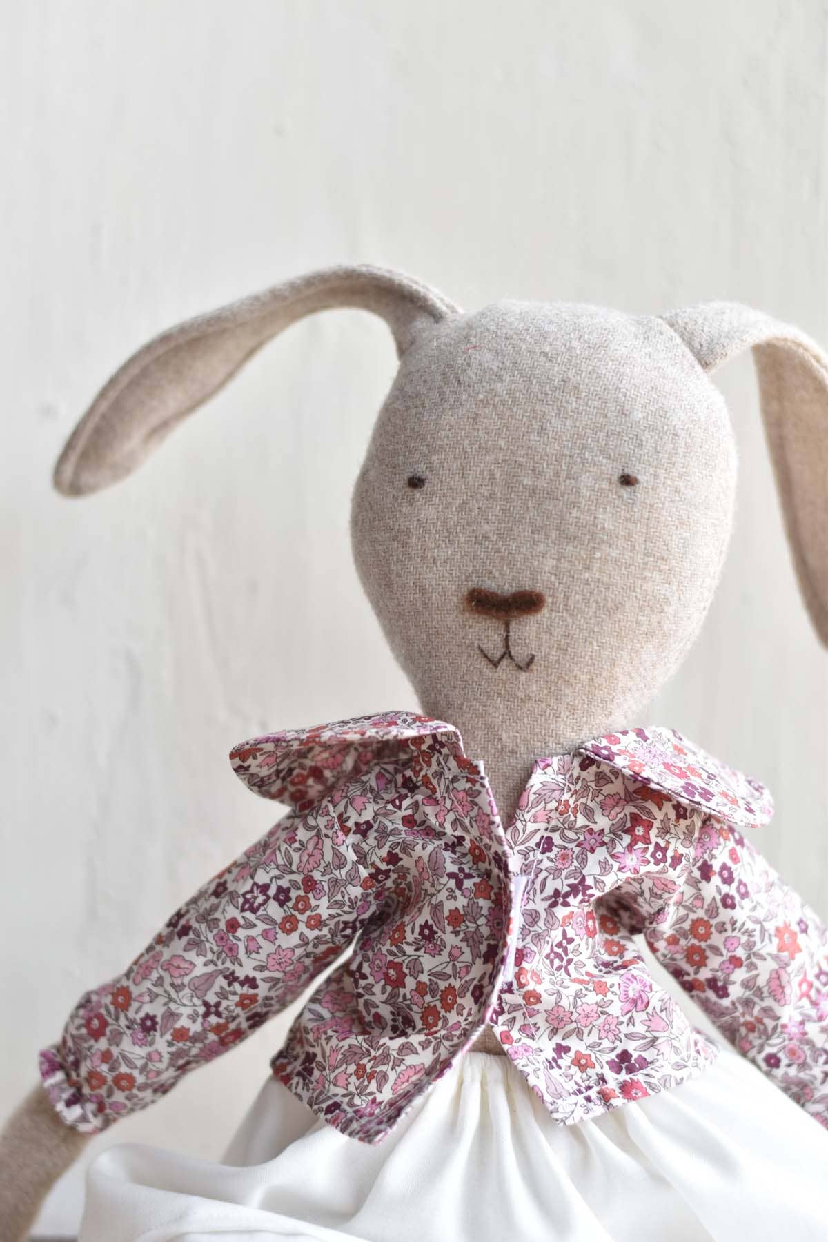 Ruthie the Rabbit — Heirloom Wool Doll in Liberty Top 