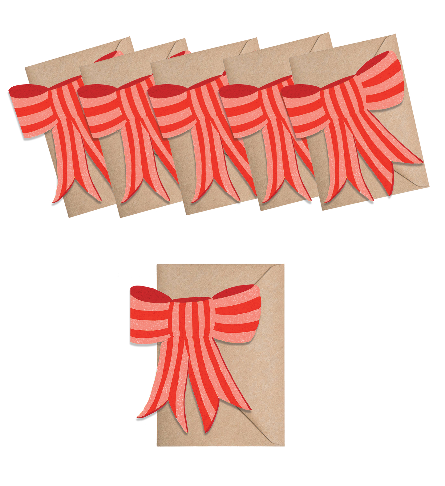 Pink Stripy Bow Mini Cards - box of 6