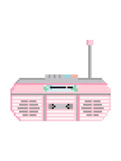 JV107 - 80's Pink Boombox Needlepoint Canvas