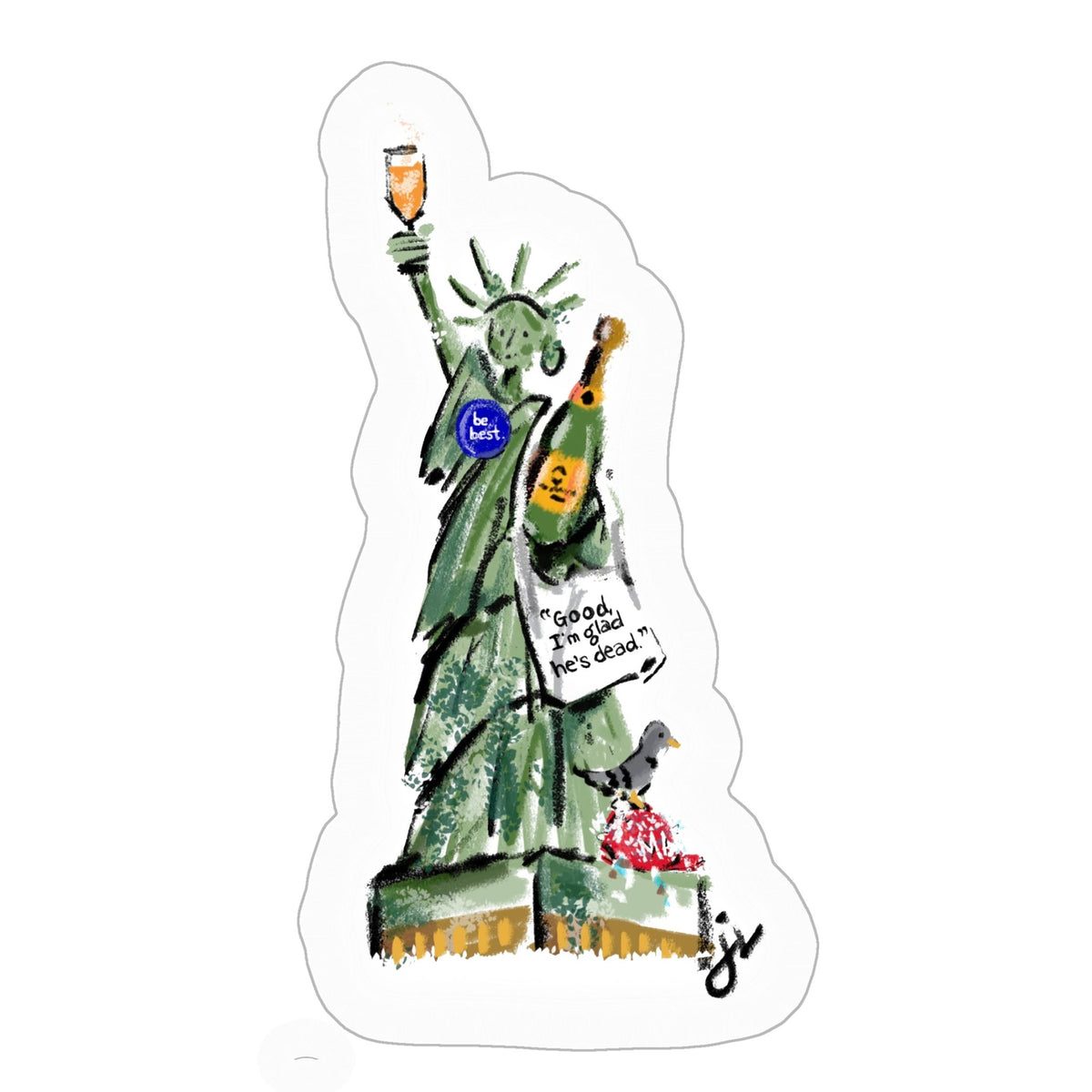 Lady Liberty Champagne Celebration Sticker
