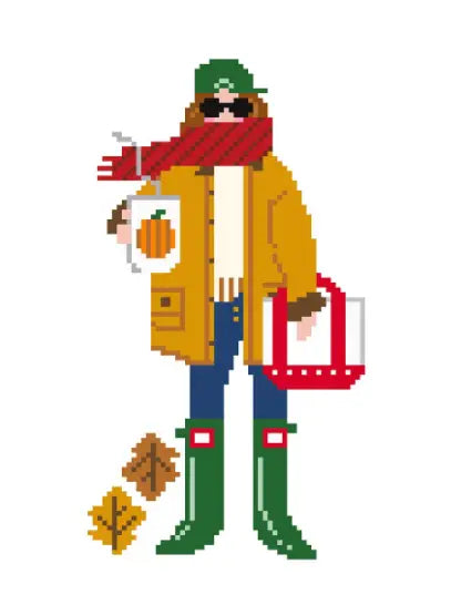 JV128 - Fall Girl Needlepoint Canvas