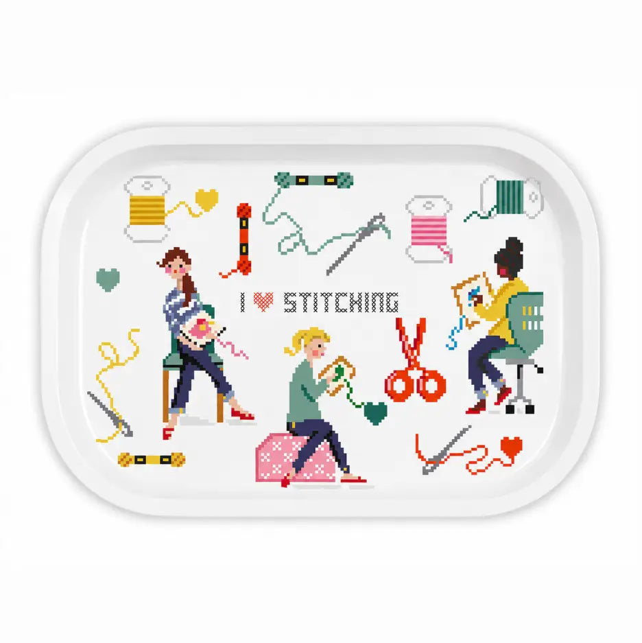 I Love Stitching Metal Needlepoint Tray