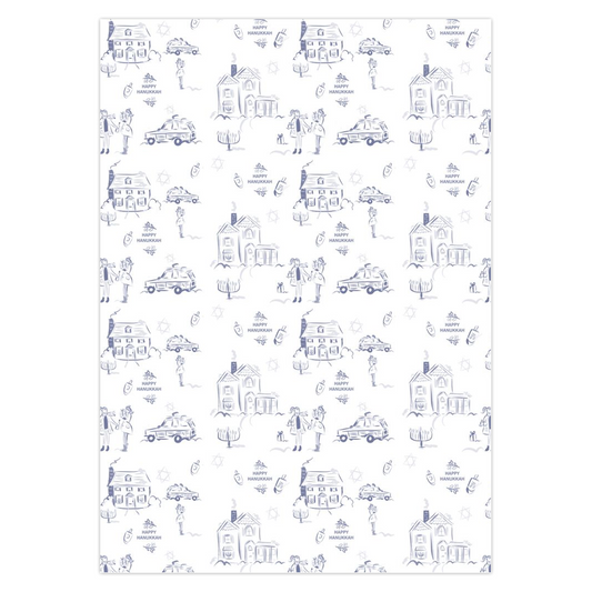 Hanukkah Toile Folded Greeting Cards