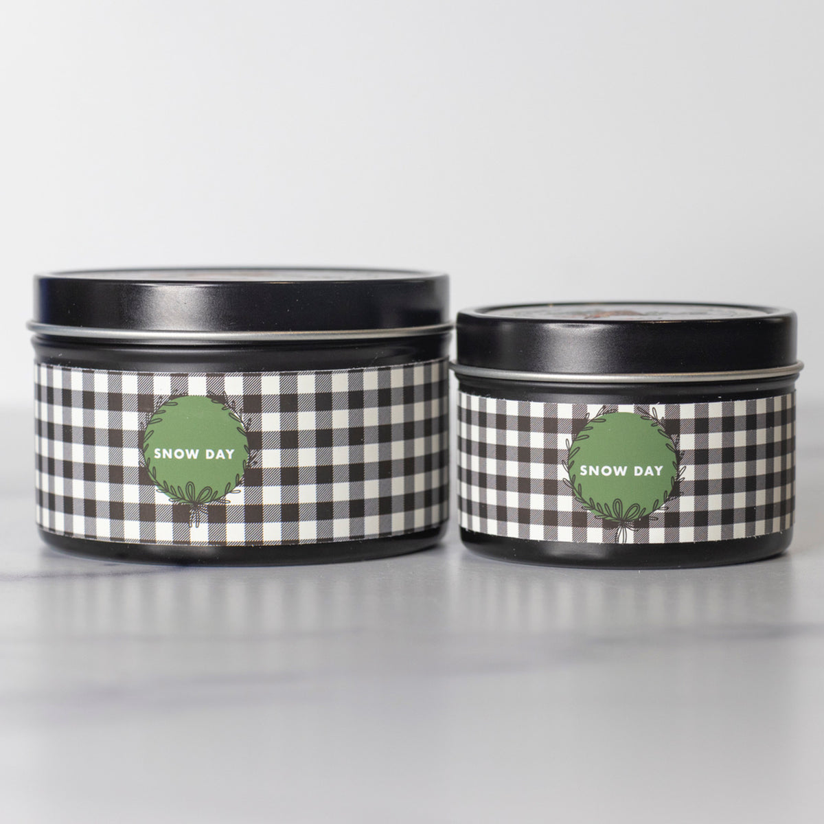 Holiday Snow Day Tin Can Candles