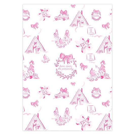Holiday Toile Burn Down the Patriarchy Greeting Cards