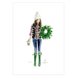 Wreath Girl Brunette Greeting Card