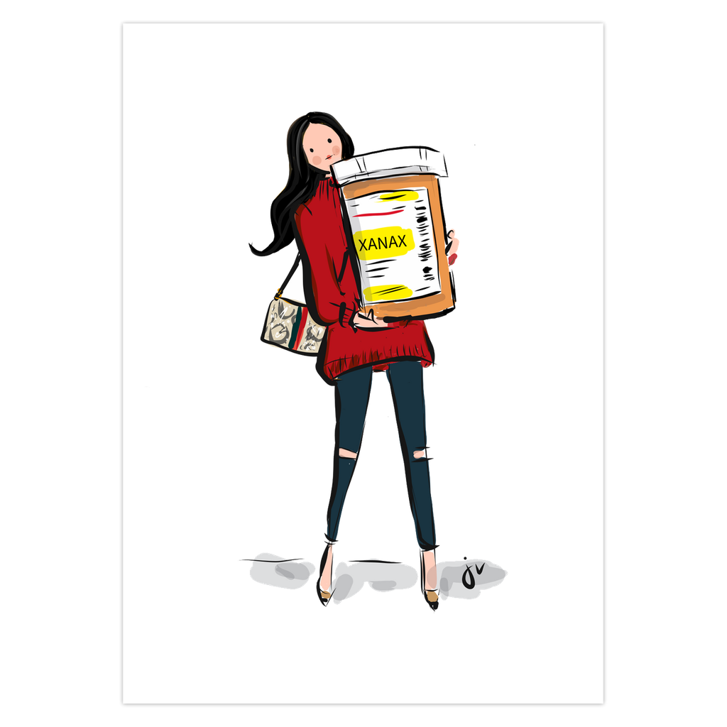 Xanax Black Hair Greeting Card