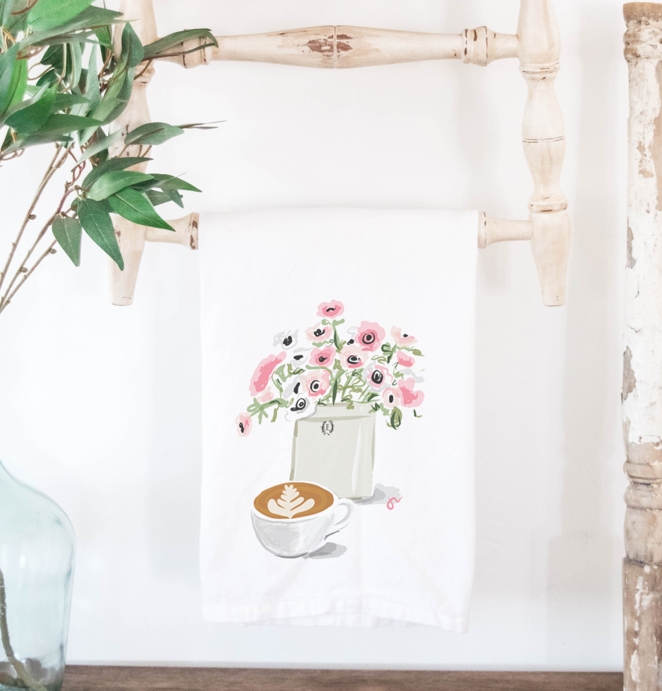 Coffee & Flowers Tea Towels