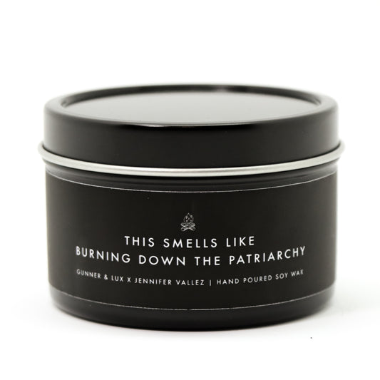 Gunner & Lux Collab - Burn Down The Patriarchy Tin Travel Candle