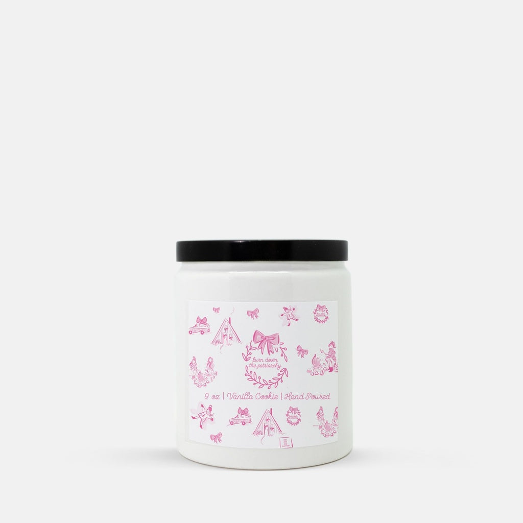 Holiday Toile Burn Down the Patriarchy Candles