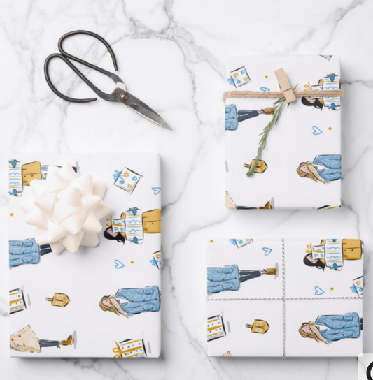 Hanukkah Girls Gift Wrap Sheets