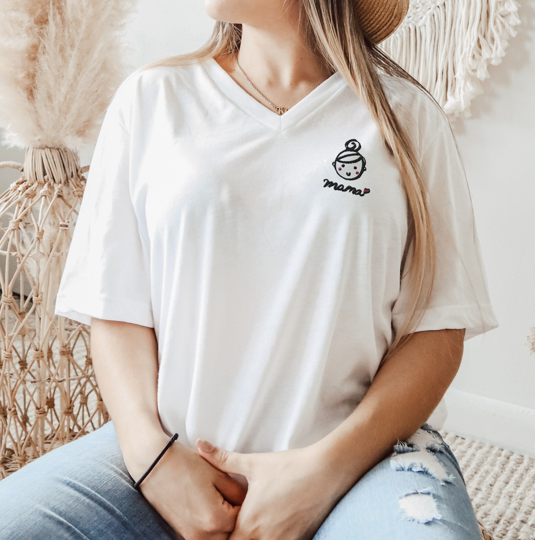 Mama Unisex Short Sleeve V-Neck T-Shirt