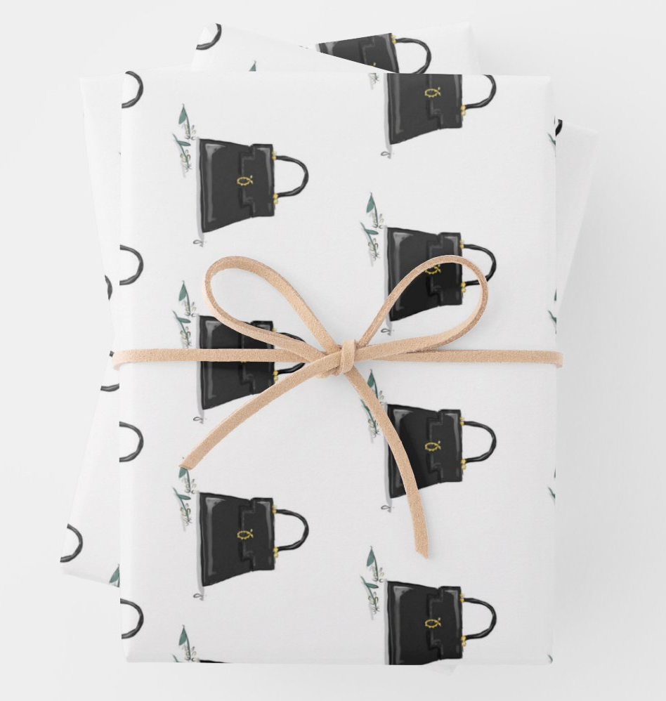 Queen Elizabeth Black Bag Gift Wrap Sheets