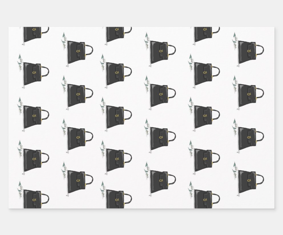 Queen Elizabeth Black Bag Gift Wrap Sheets